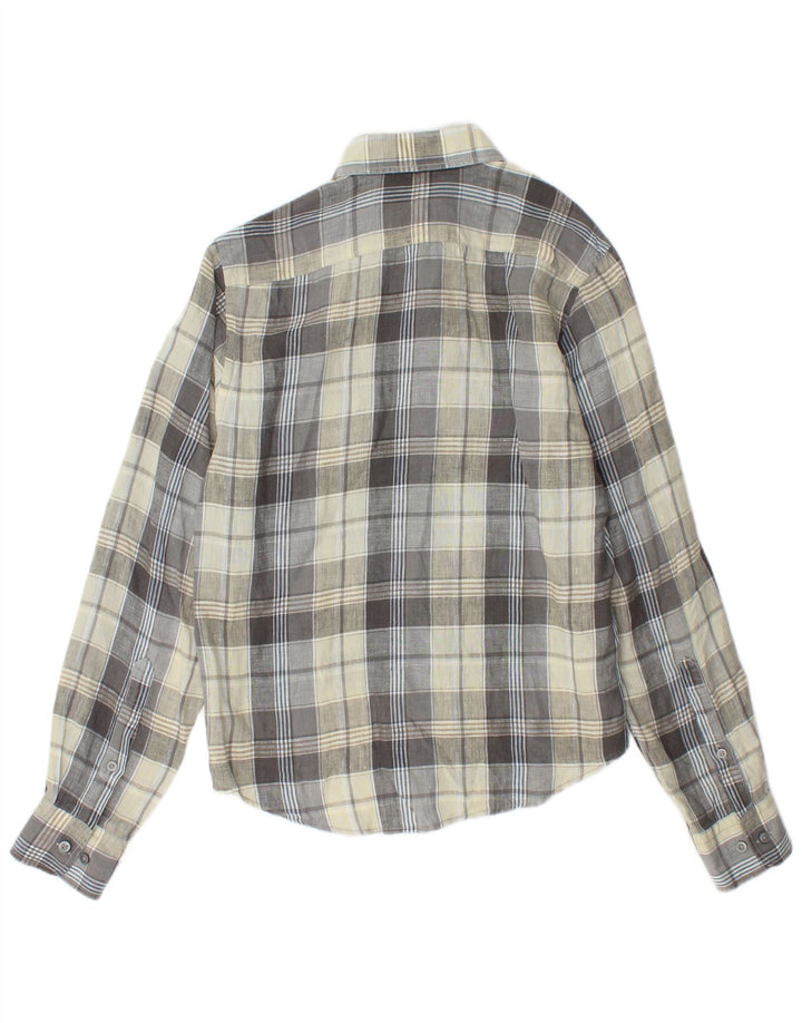 MARLBORO CLASSICS Męska koszula slim fit w małą wielobarwną lnianą kratę