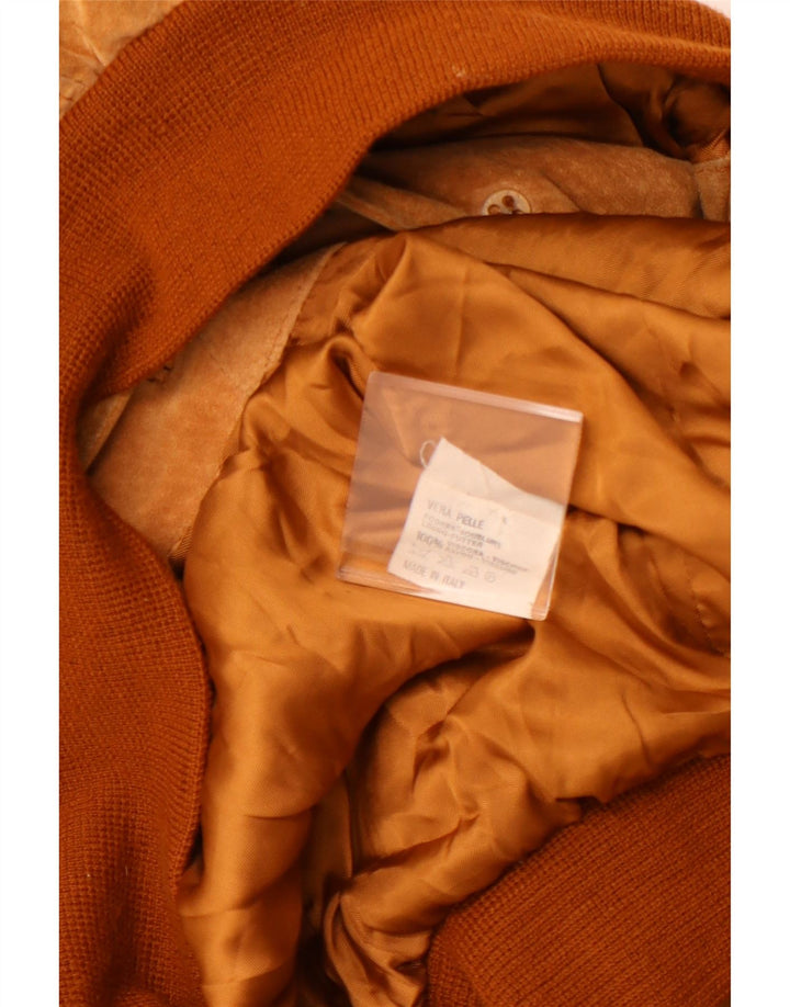 Męska zamszowa kurtka bomberka VINTAGE UK 42 XL, brązowa skóra