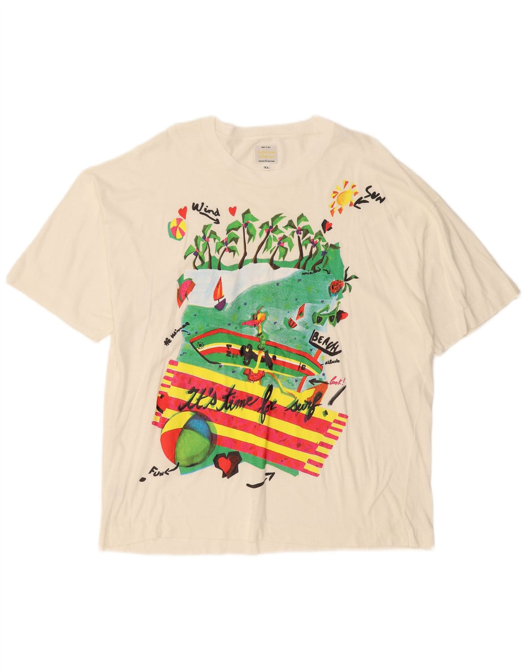 Męska koszulka z grafiką BENETTON XL w kolorze złamanej bieli