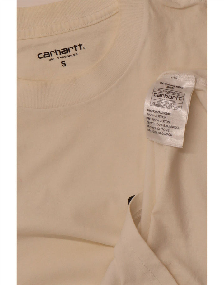 Męski T-shirt z grafiką CARHARTT, mały, złamanej bieli, bawełniany