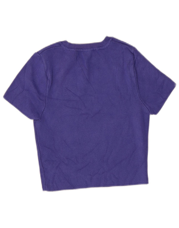 Damski sweter Zara Crop z krótkim rękawem i dekoltem w łódkę UK 12 Średni fiolet
