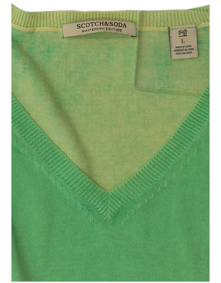 Męski sweter SCOTCH & SODA z dekoltem w kształcie litery V, duży, zielony