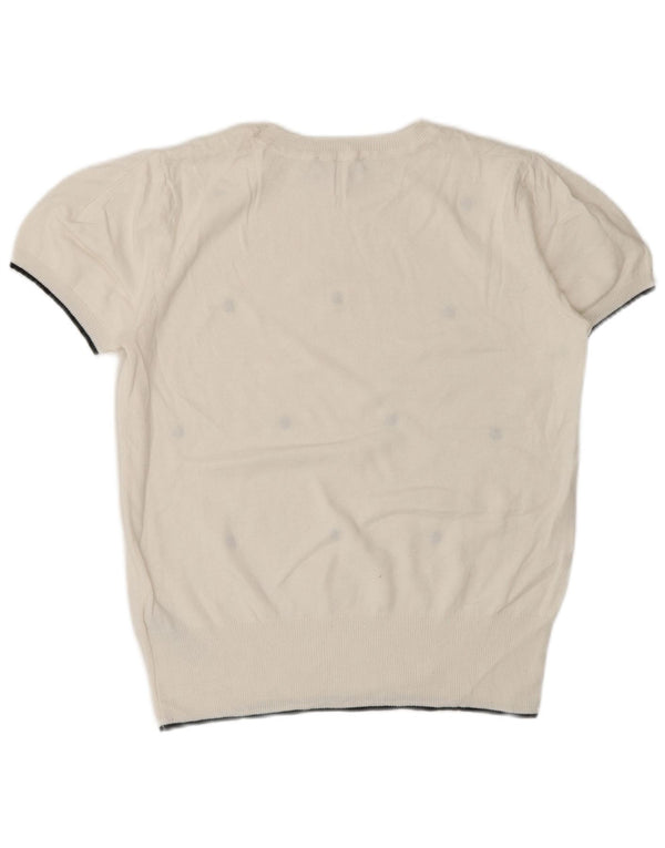 Sweter damski Oasis z okrągłym dekoltem, UK 10, mały, biały w cętki
