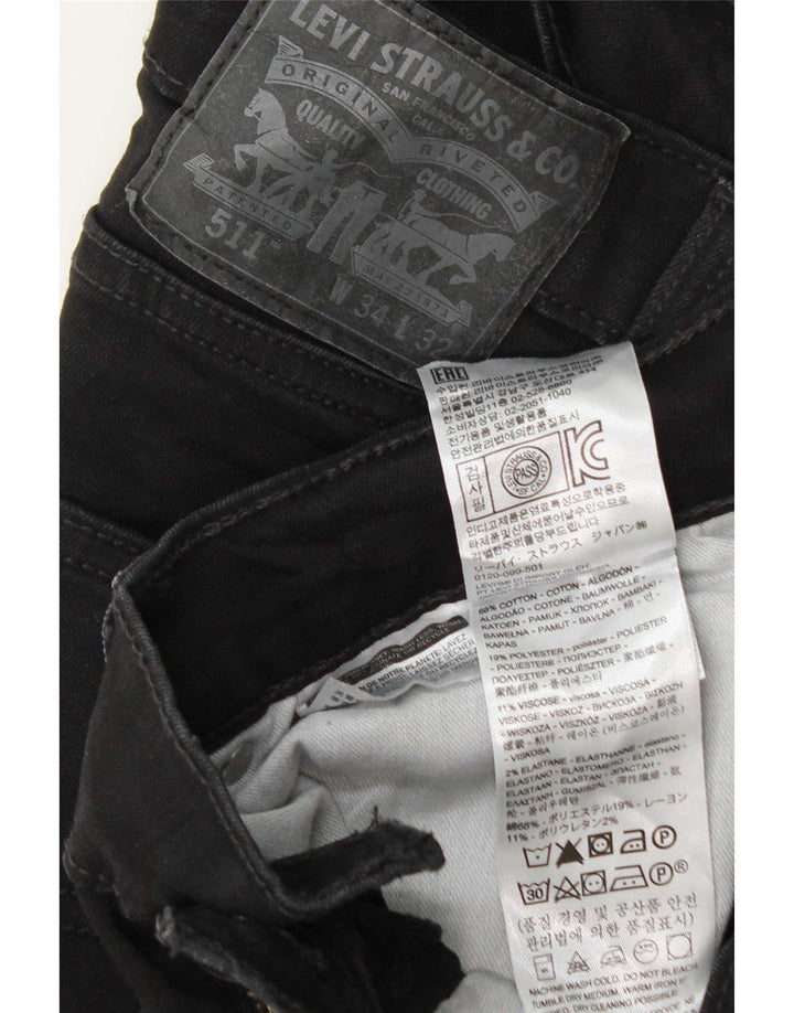 Męskie jeansy Levi's 511 Slim W34 L32 Czarna bawełna