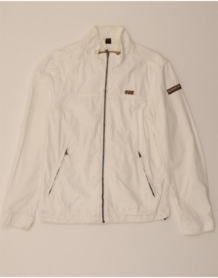 NAPAPIJRI Womens Bomber Jacket UK 16 Large White Cotton Vintage Napapijri and Second-Hand Napapijri from Messina Hembry 