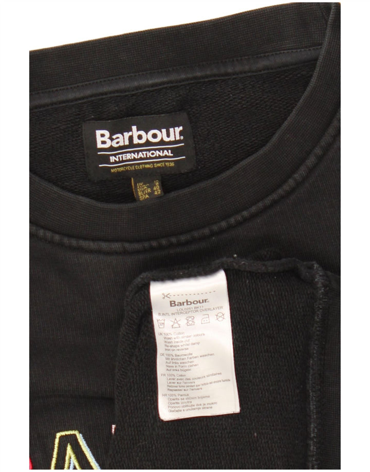 Damska bluza z grafiką BARBOUR UK 12, średnia czarna bawełna