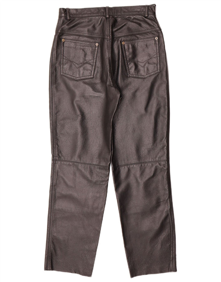 CANDA Womens Leather Trousers UK 10 Small W28 L28 Black Leather