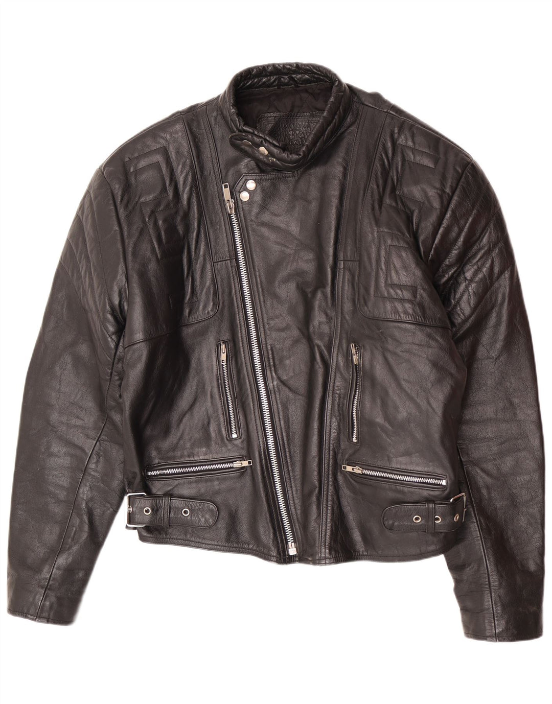 Vintage męska skórzana kurtka motocyklowa UK 44 2XL czarna