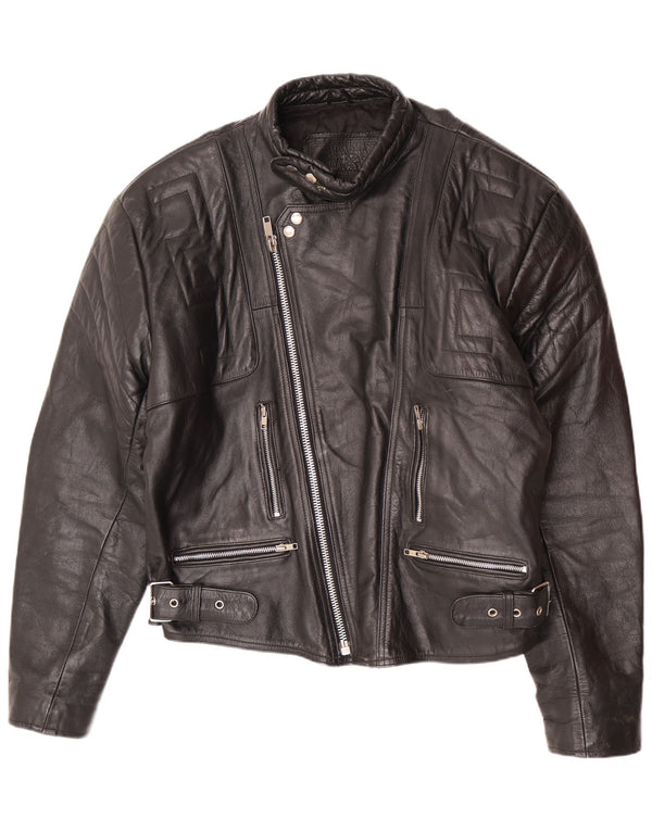 Vintage męska skórzana kurtka motocyklowa UK 44 2XL czarna
