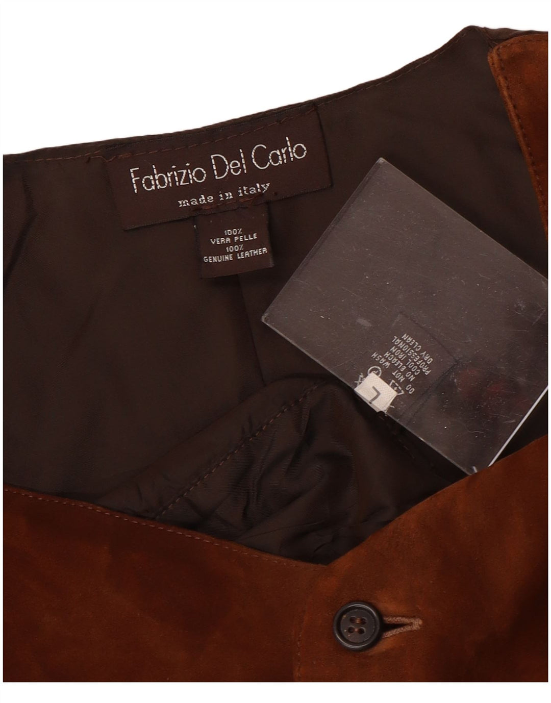 Zamszowa kamizelka męska FABRIZIO DEL CARLO, duża, brązowa, skórzana