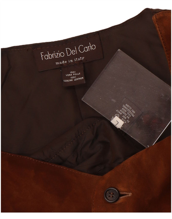 Zamszowa kamizelka męska FABRIZIO DEL CARLO, duża, brązowa, skórzana