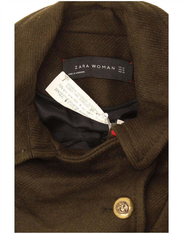 Płaszcz damski Zara w groszki UK 6 XS, wełna khaki