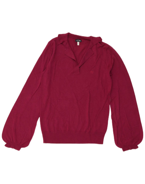 Damski sweter polo Armani Jeans EU 46 XL, bordowa wełna