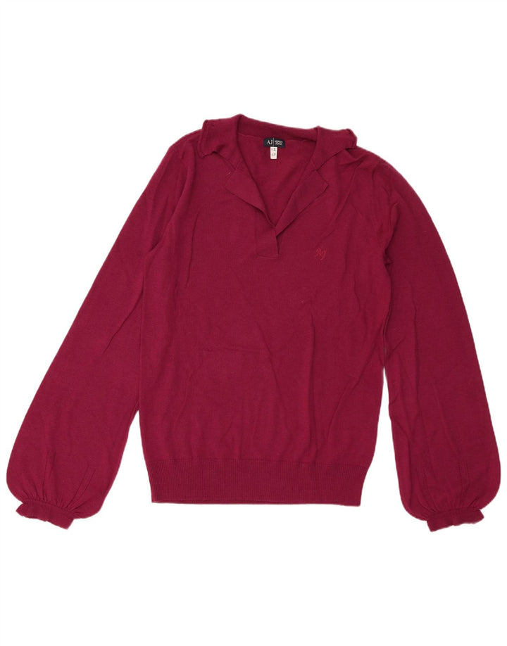 Damski sweter polo Armani Jeans EU 46 XL, bordowa wełna