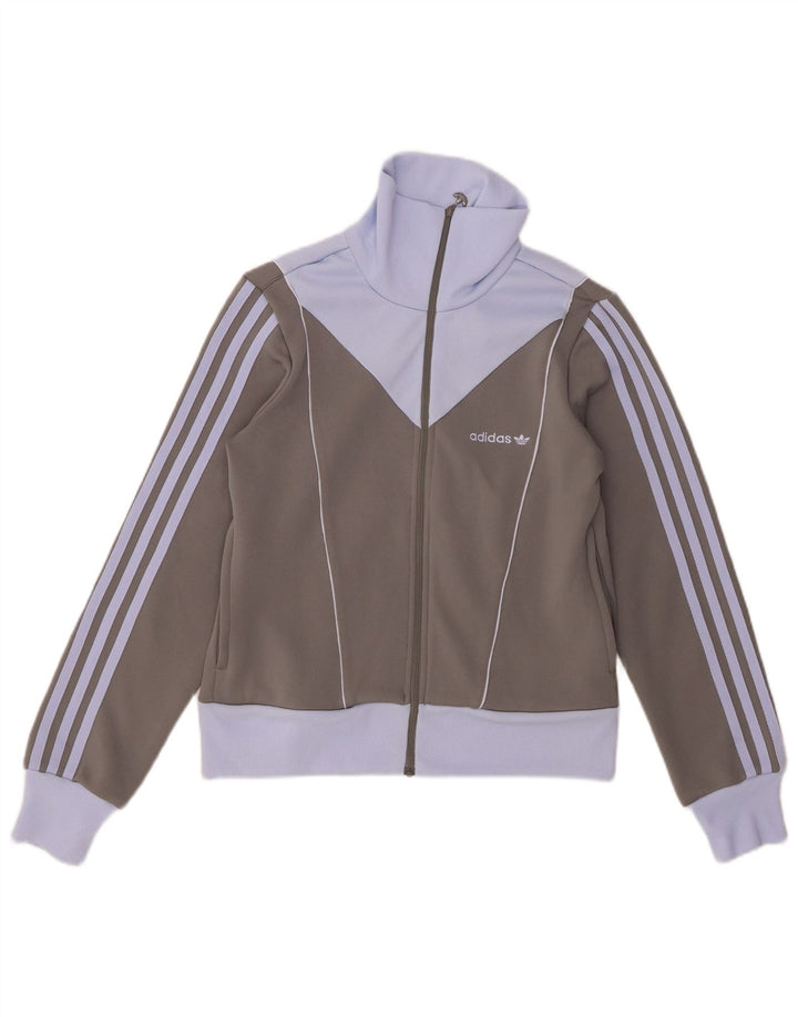 Damska bluza dresowa Adidas UK 12, poliester w kolorze średnioszarym
