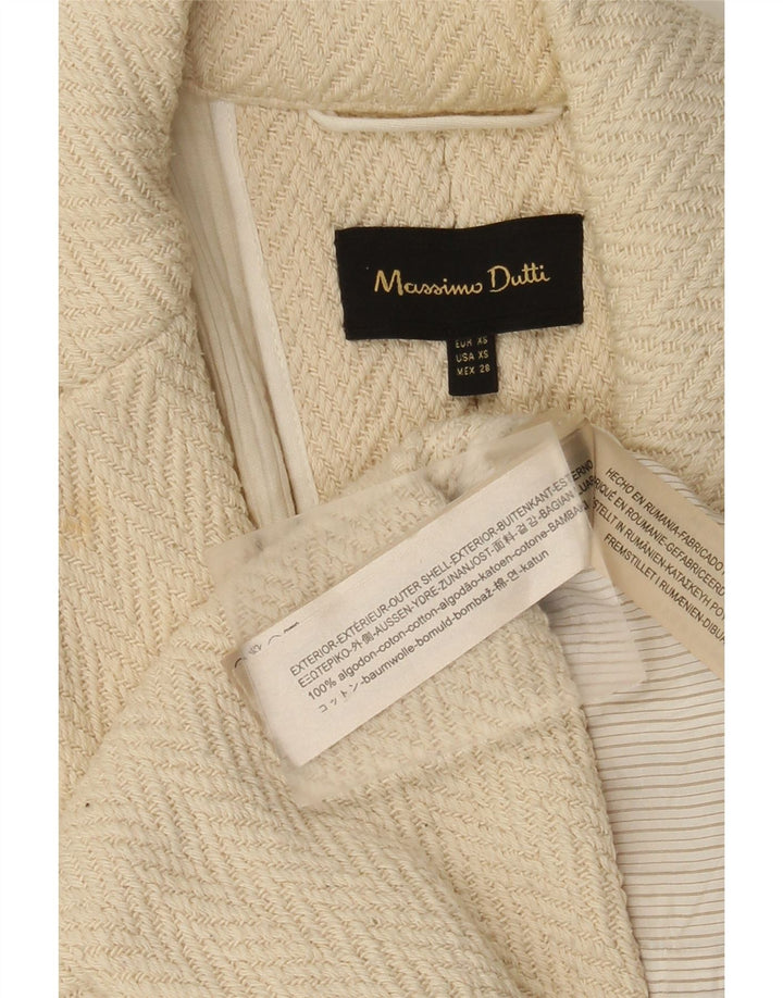 Massimo Dutti Damski płaszcz z otwartym rękawem 3/4 UK 6 XS w kolorze złamanej bieli w jodełkę