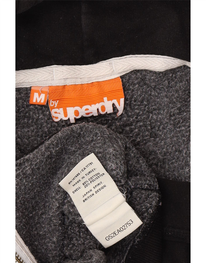SUPERDRY Damski sweter z kapturem i zamkiem UK 12, średni czarny, bawełniany