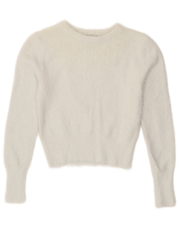 Damski sweter Zara z dekoltem w łódkę, UK 12, średni biały nylon