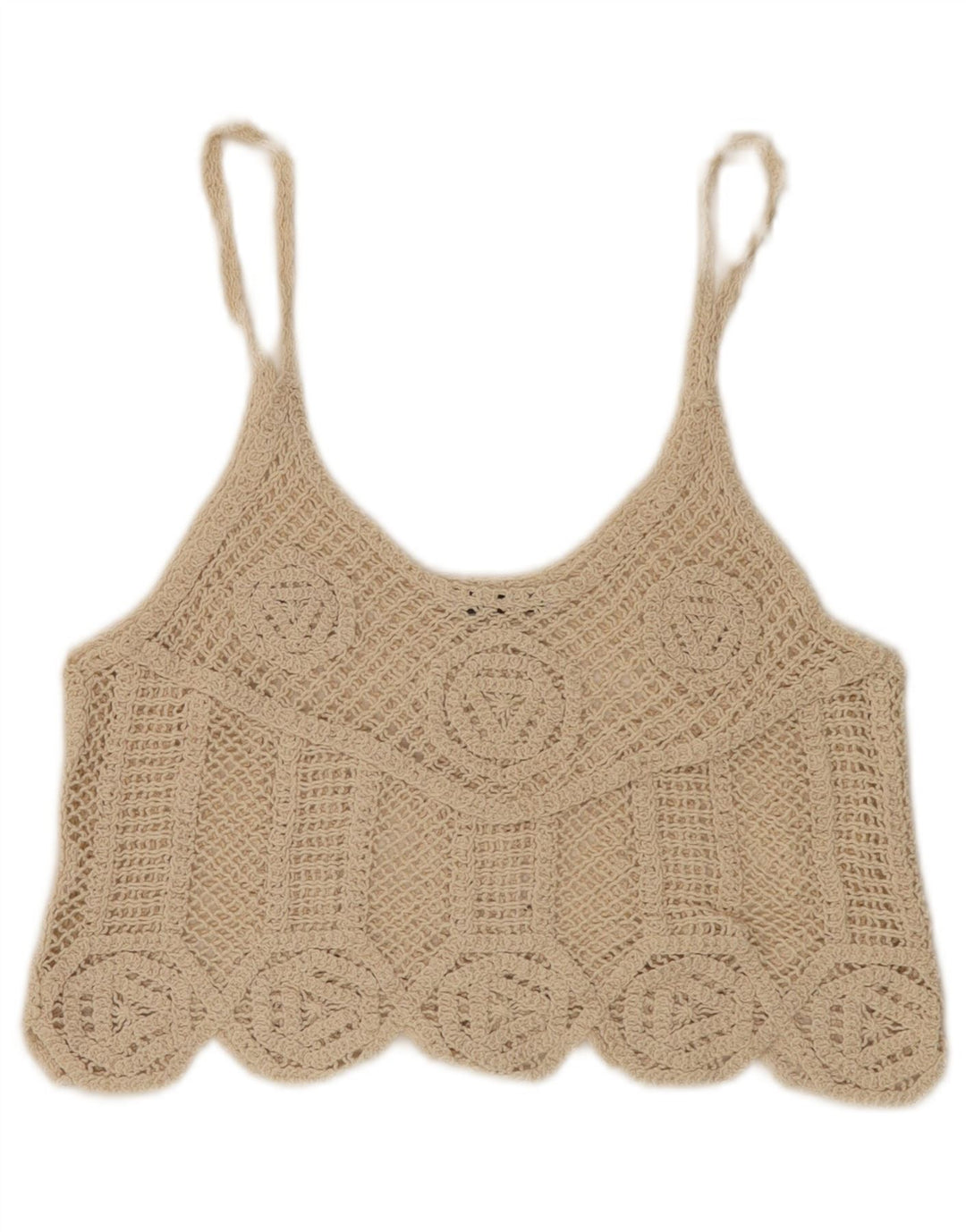 Damski top na ramiączkach Crochet Crochet Zara UK 12 średni beż