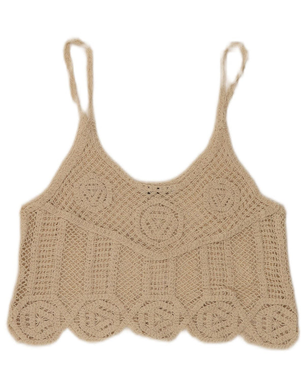 Damski top na ramiączkach Crochet Crochet Zara UK 12 średni beż