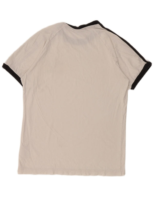 Adidas Męski T-shirt Top Średniej Białej Bawełny z Blokami Kolorów