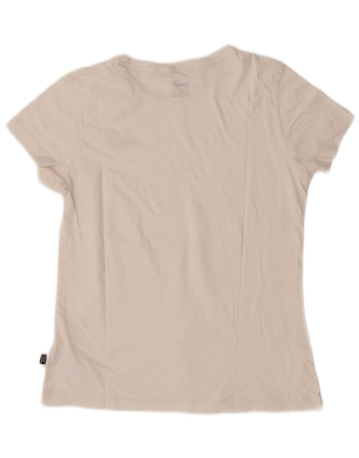 T-shirt damski Puma Top UK 10, mały, z białej bawełny
