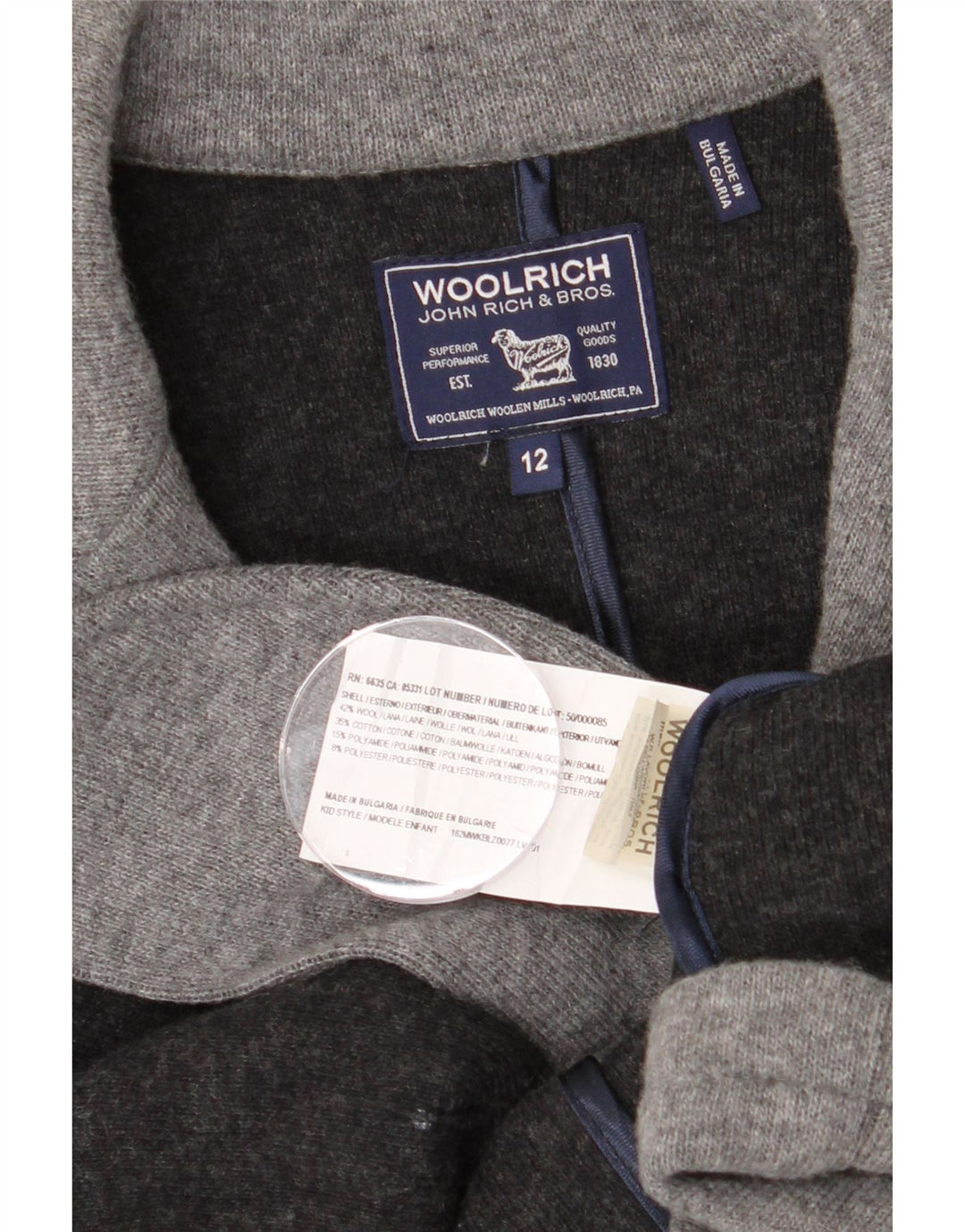 WOOLRICH Damski sweter kardigan UK 12 Średni szary wełniany