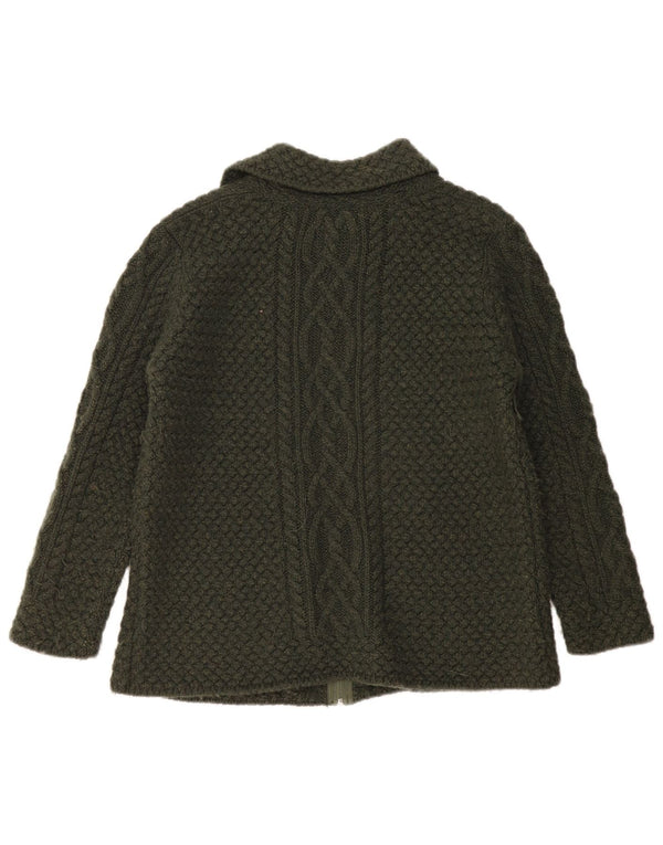 Sweter damski Blarney Woolen Mills UK 16, duża wełna khaki z merynosów
