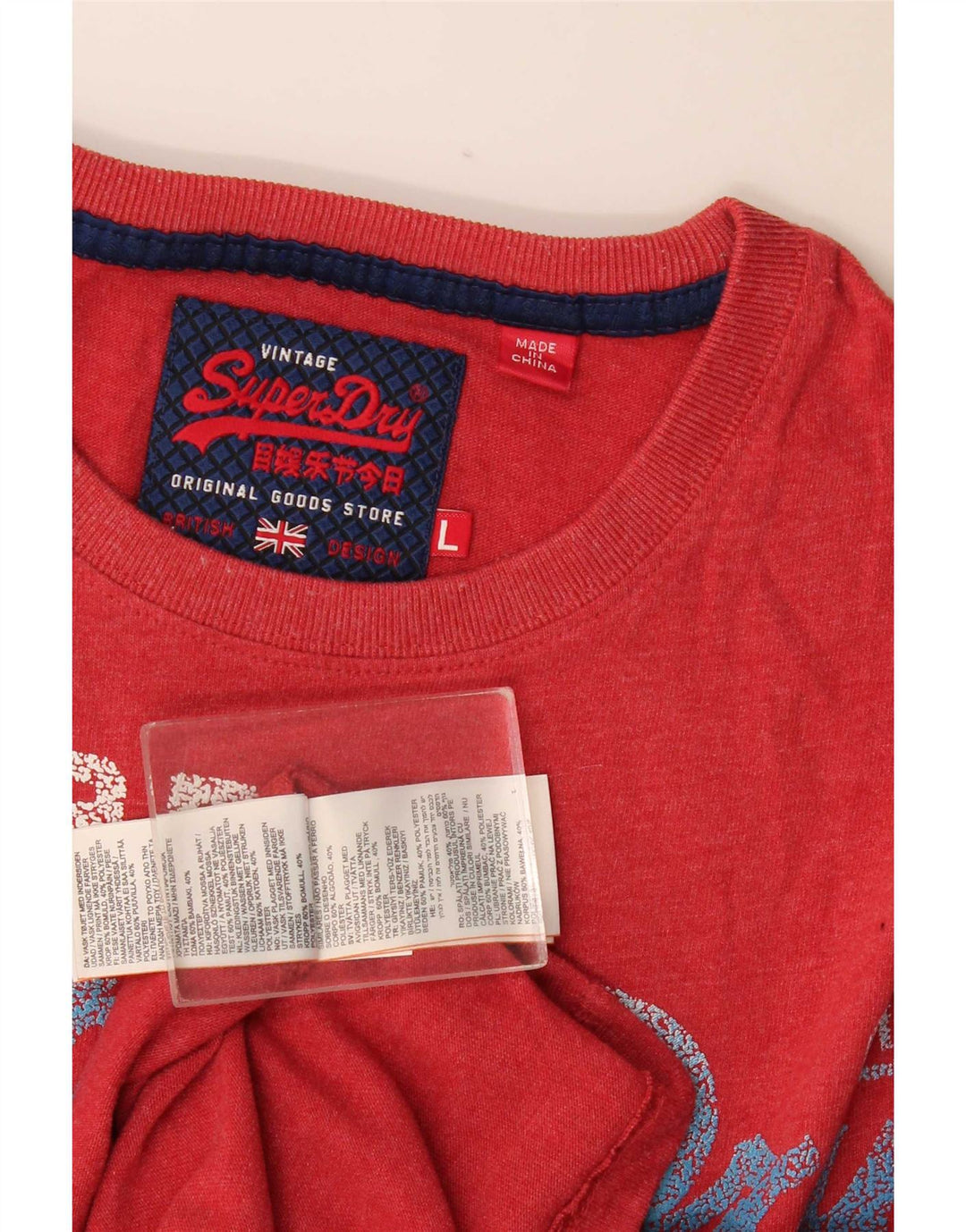 Męski T-shirt z grafiką Superdry, duży, czerwony, bawełniany
