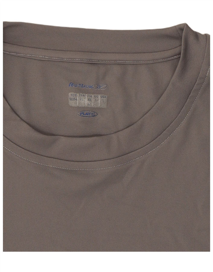 REEBOK Mens T-Shirt Top Large Grey Polyester Vintage Reebok and Second-Hand Reebok from Messina Hembry 