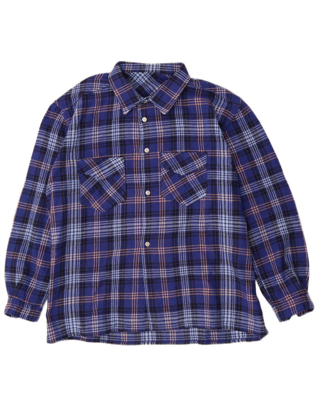 Vintage męska koszula flanelowa XL w niebieską kratkę