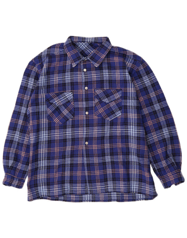 Vintage męska koszula flanelowa XL w niebieską kratkę