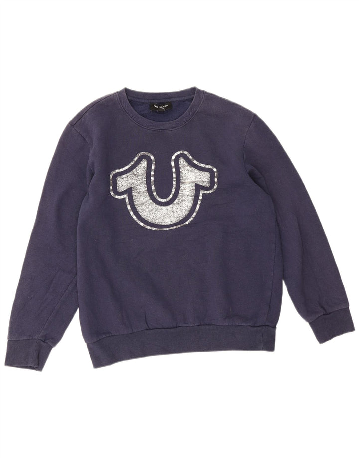 Męska bluza z grafiką True Religion, średnia, granatowa, bawełniana