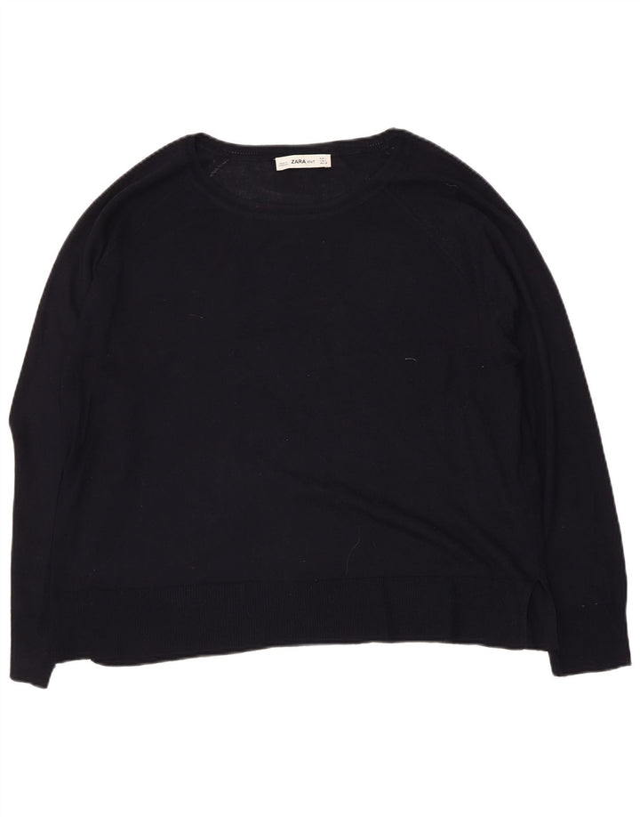 Damski sweter ZARA z dekoltem w łódkę UK 16, duża czarna wiskoza