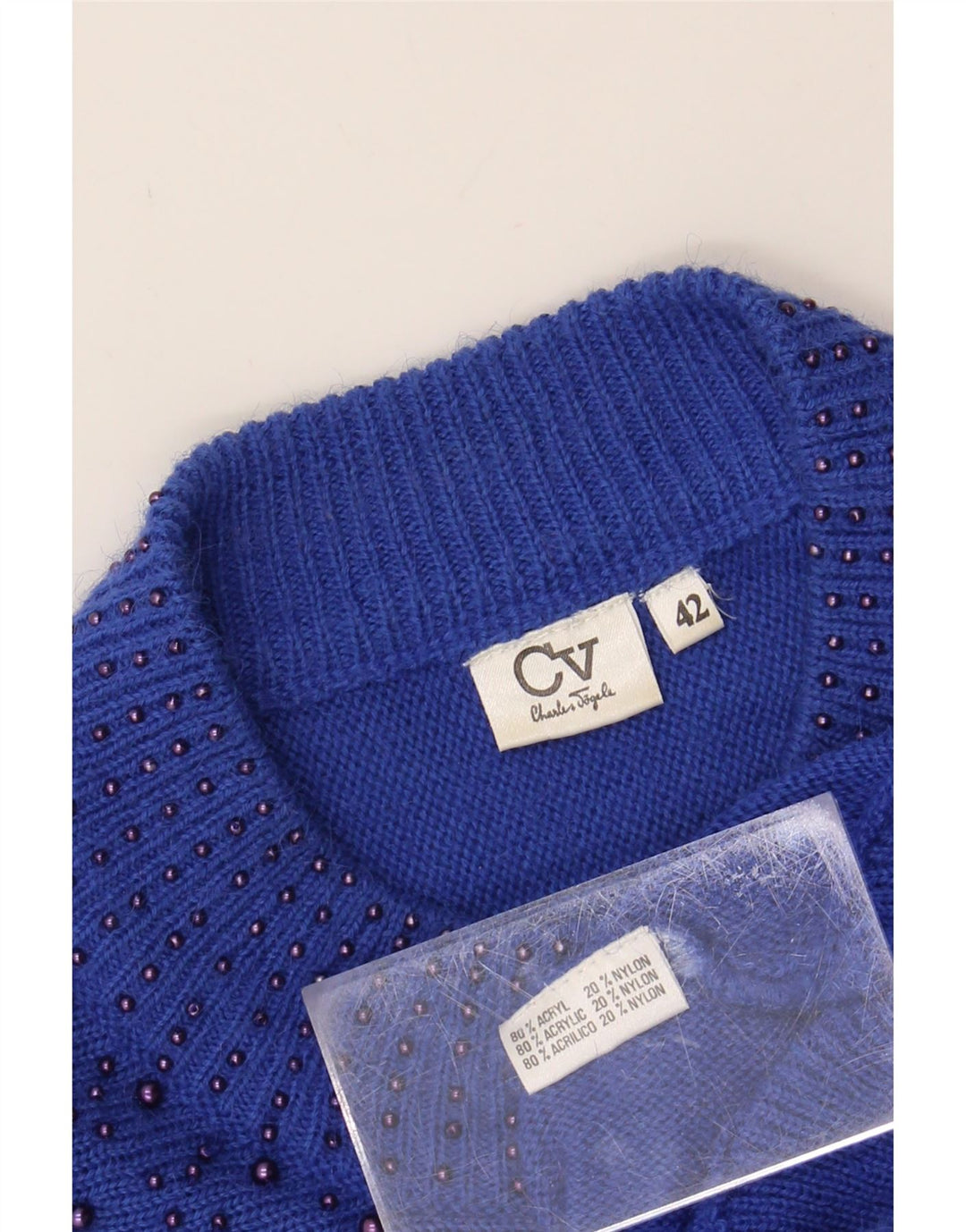 CHARLES VOGELE Womens Turtle Neck Jumper Sweater IT 42 Medium Blue Vintage Charles Vogele and Second-Hand Charles Vogele from Messina Hembry 