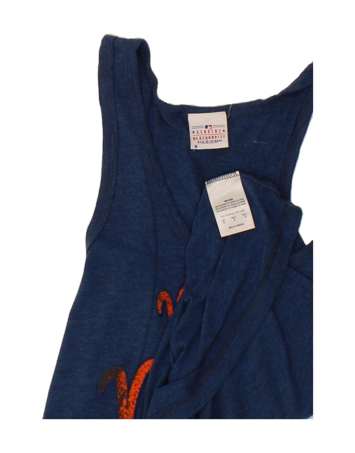 GENUINE MERCHANDISE Womens Graphic Vest Top UK 12 Medium Blue Polyester Vintage Genuine Merchandise and Second-Hand Genuine Merchandise from Messina Hembry 
