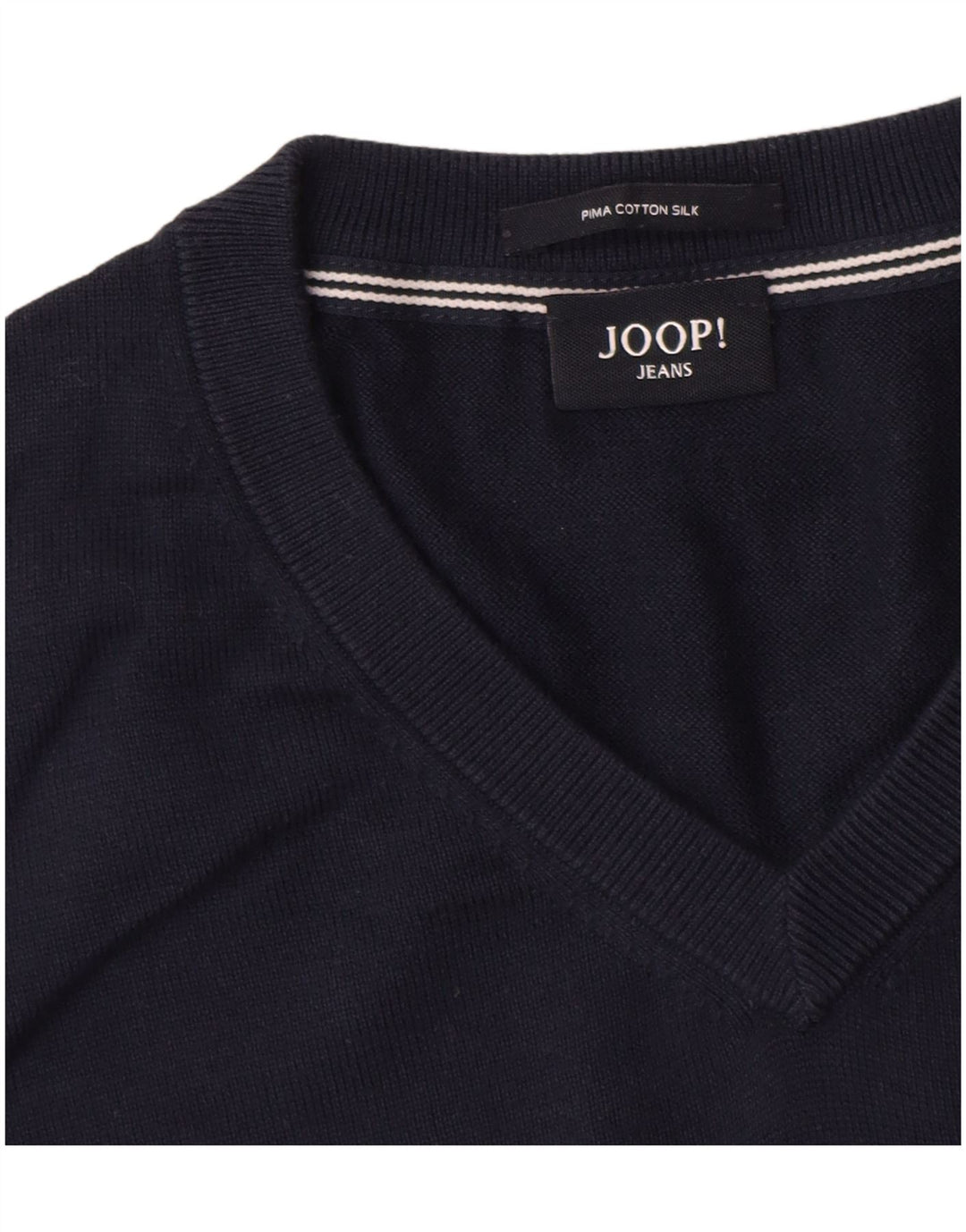 Męski sweter Joop z dekoltem w kształcie litery V, duży, granatowy, bawełniany