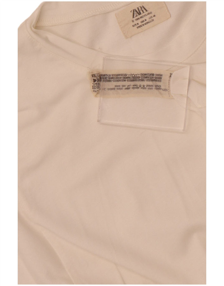 T-shirt męski Zara Top, średni, biały, bawełniany