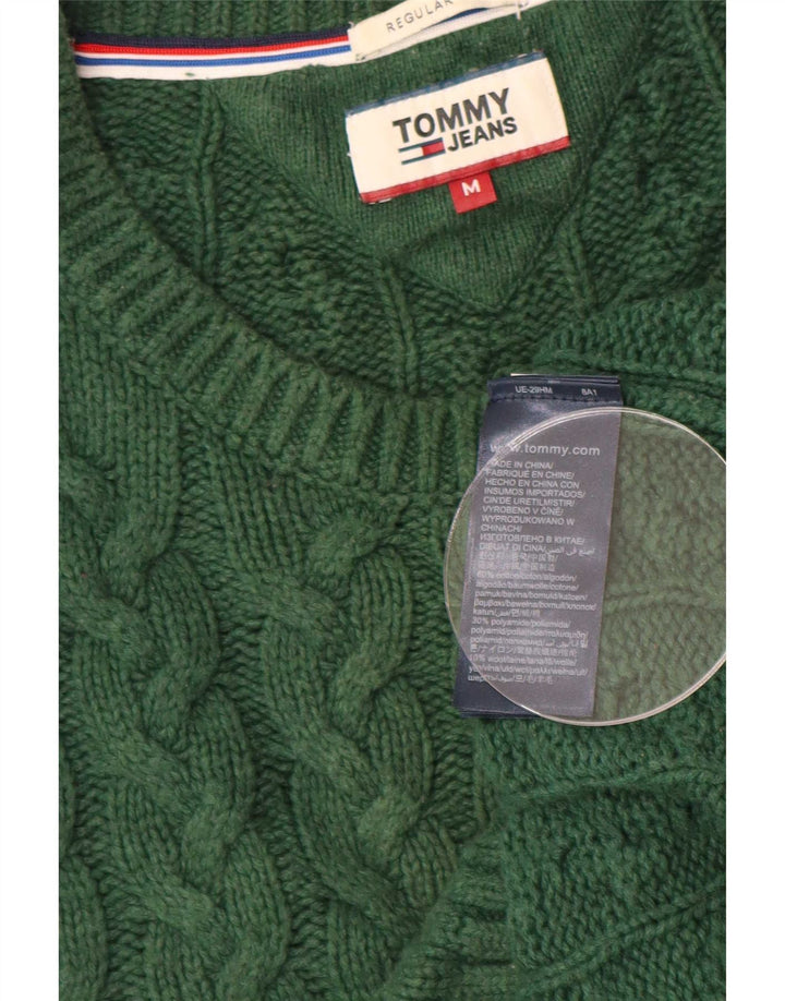 Męski sweter z okrągłym dekoltem Tommy Hilfiger o regularnym kroju, średnio zielony