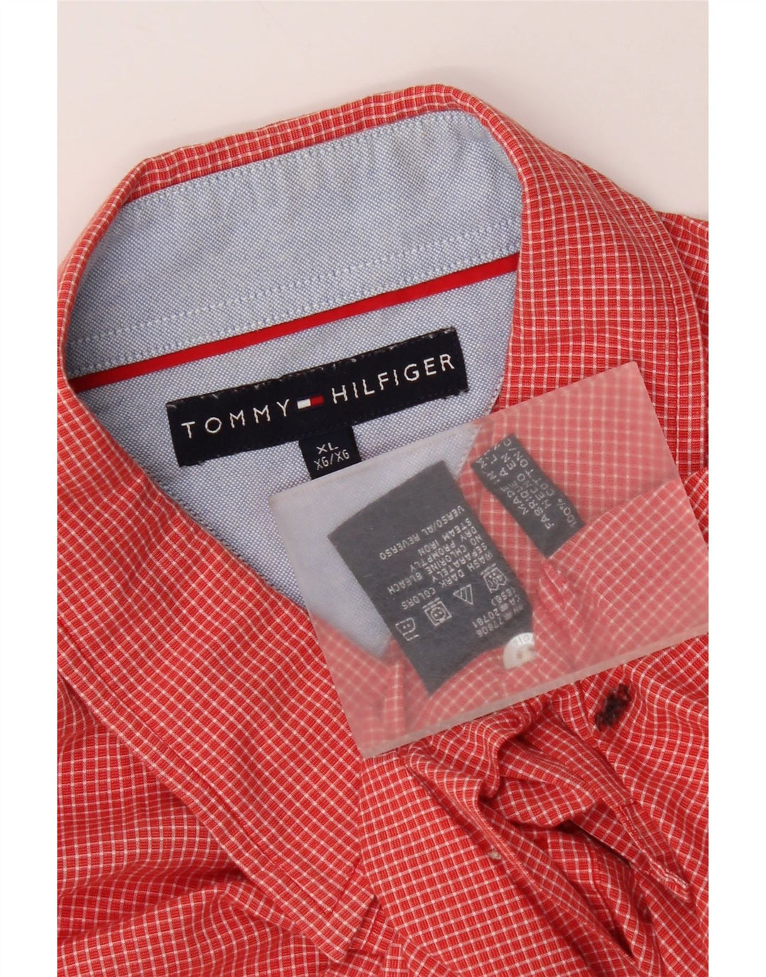 Koszula męska Tommy Hilfiger XL, bawełniana, czerwona kratka