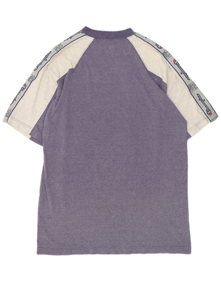 Męski T-shirt Champion z grafiką, duży, niebieski, z blokami kolorów