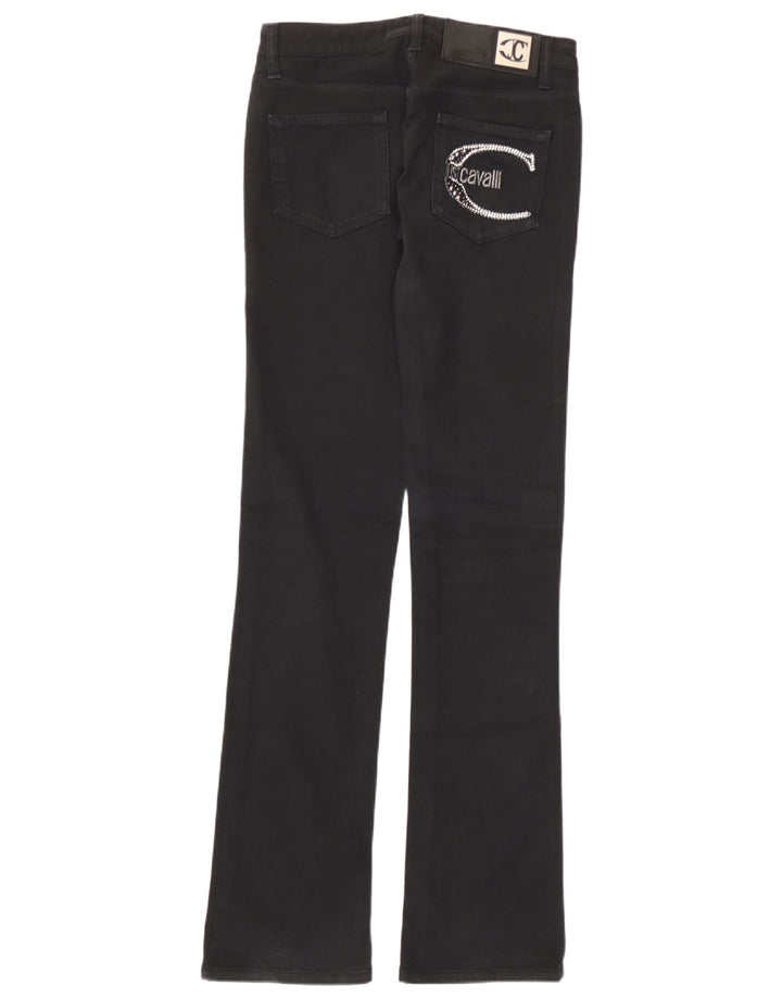 Damskie jeansy Just Cavalli Graphic Bootcut IT 40 Small W26 L33 Czarna bawełna