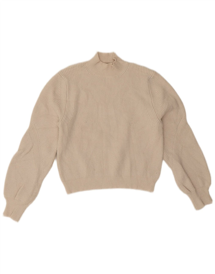 Damski sweter Zara z golfem UK 14, średni, złamanej bieli, wiskoza