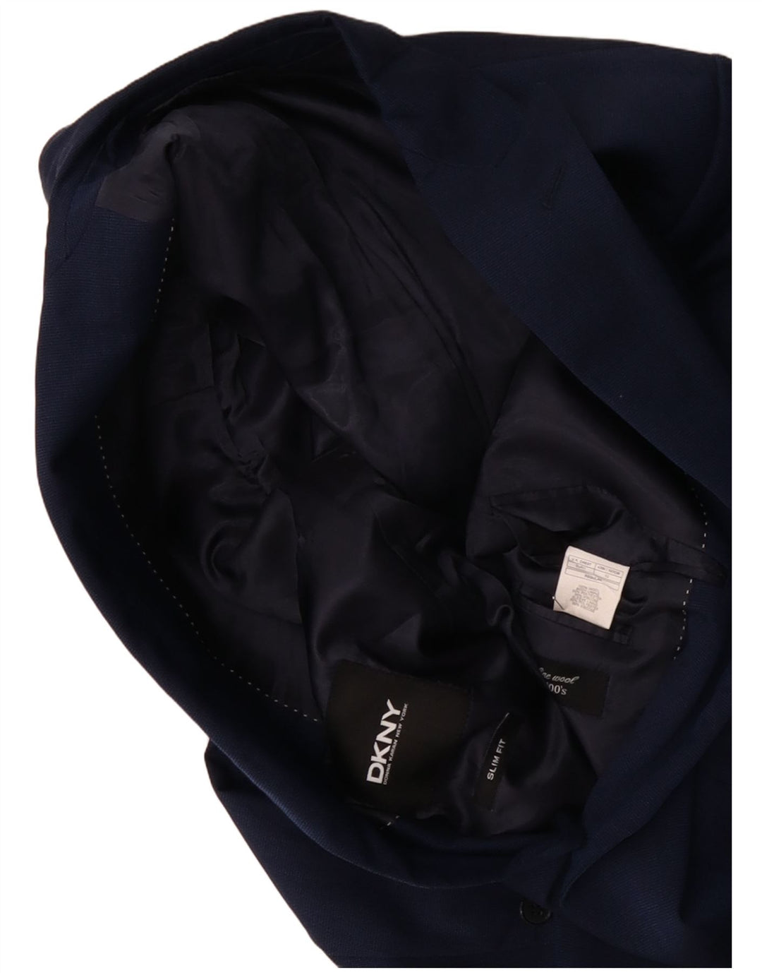 DKNY Męska marynarka slim fit zapinana na 2 guziki IT 52 XL Granatowa wełna