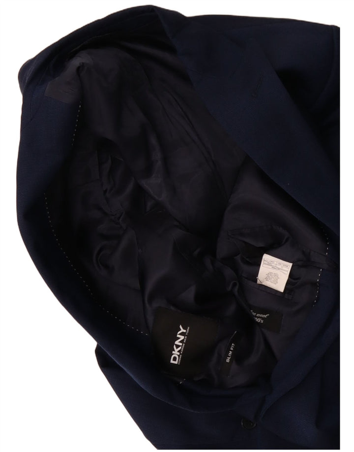 DKNY Męska marynarka slim fit zapinana na 2 guziki IT 52 XL Granatowa wełna