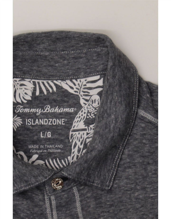 TOMMY BAHAMA Mens Short Sleeve Shirt Large Grey Polyester Vintage Tommy Bahama and Second-Hand Tommy Bahama from Messina Hembry 