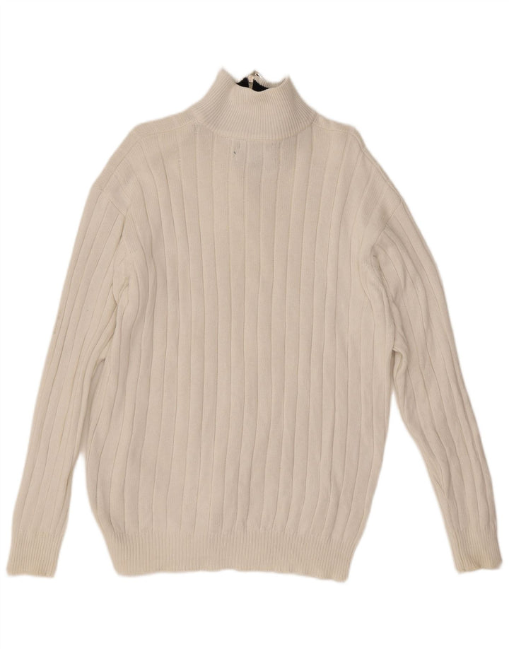 Męski sweter zapinany na zamek Tommy Hilfiger, duży, biały, bawełniany