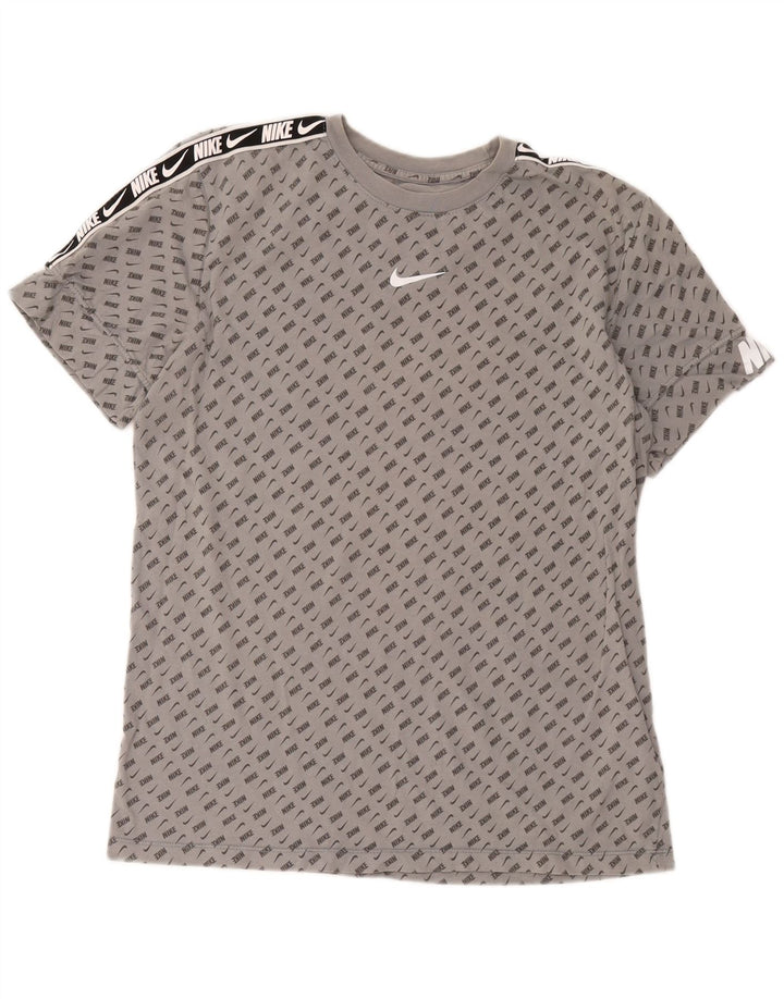 Męska koszulka z grafiką Nike, średnia, szara, bawełniana w cętki