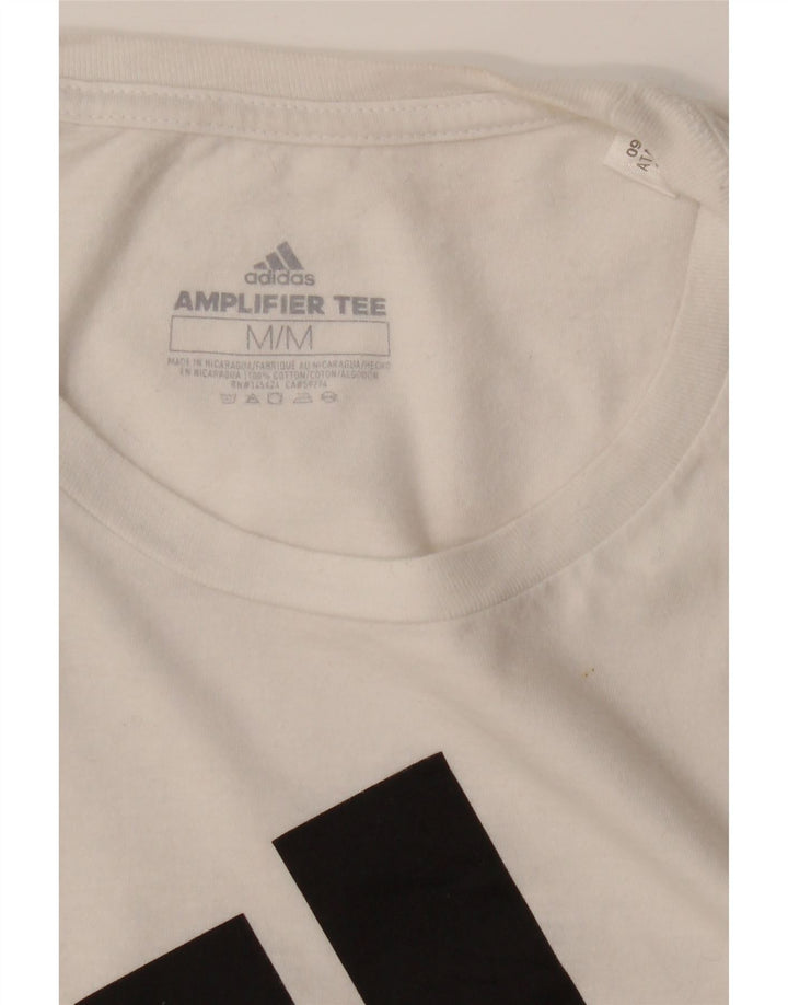 ADIDAS Womens Graphic T-Shirt Top UK 12 Medium White Vintage Adidas and Second-Hand Adidas from Messina Hembry 