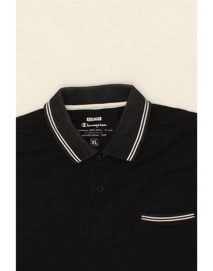 CHAMPION Mens Polo Shirt XL Black Cotton Vintage Champion and Second-Hand Champion from Messina Hembry 